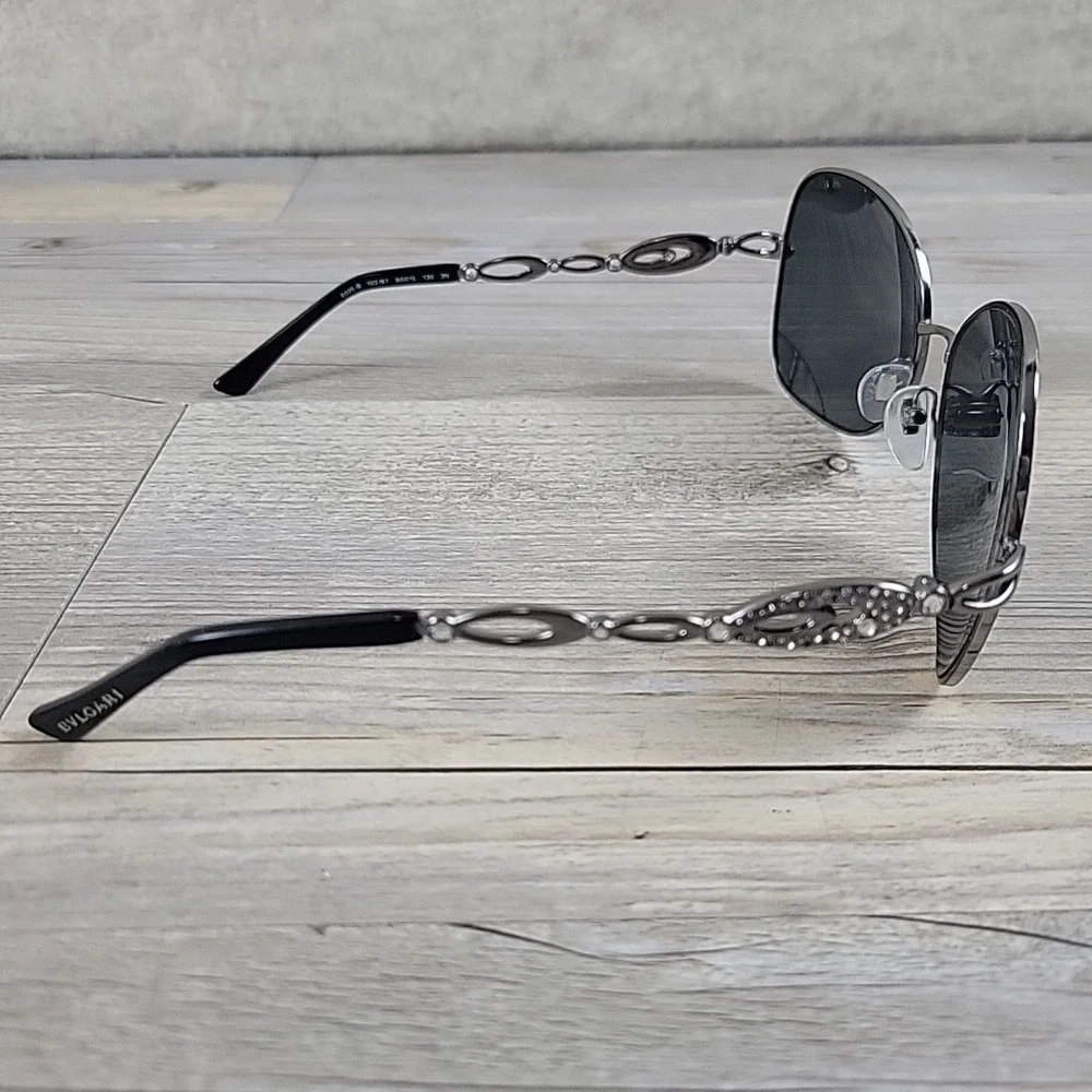 BVLGARI Gunmetal‎ Grey Ellipse Crystal Sunglasses BV 6025-B 103/87